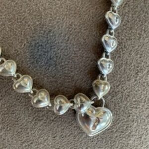 Tiffany & Co. Sterling Silver Continuous Heart Link Necklace with Heart Locket